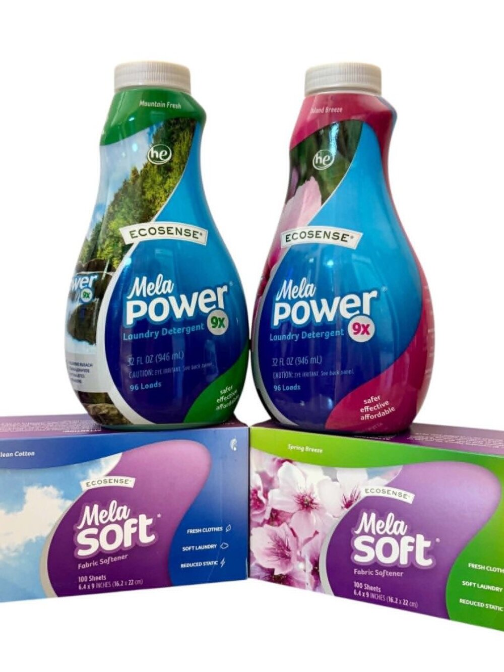 Melaleuca Laundry Bundle 2X HE MelaPower 9x Detergent 2X MelaSoft Dryer Sheets